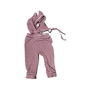 Kate Quinn striped pilot‎ bear cap and leggings 12-18 organic cotton fall